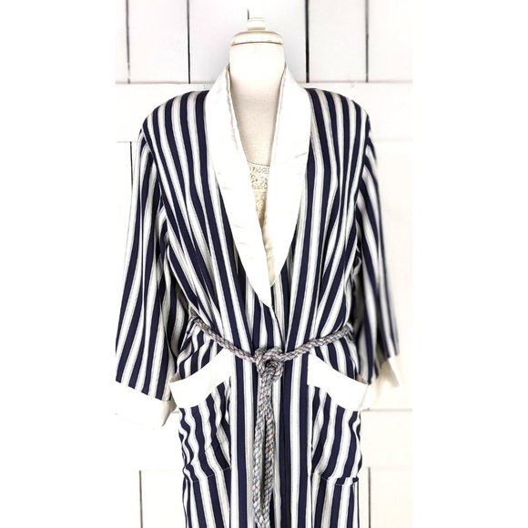 Vintage Prima Donna Carole Hochman I Magnin navy blue white nautical striped rop - Picture 2 of 6